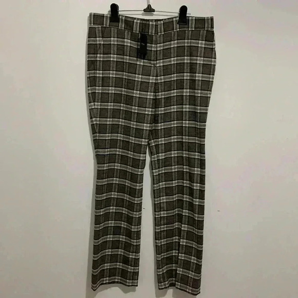 BNWT Maje  Women’s CHECKED TWEED STRAIGHT-LEG PANTS IN GRAY size 8 - Picture 2 of 4